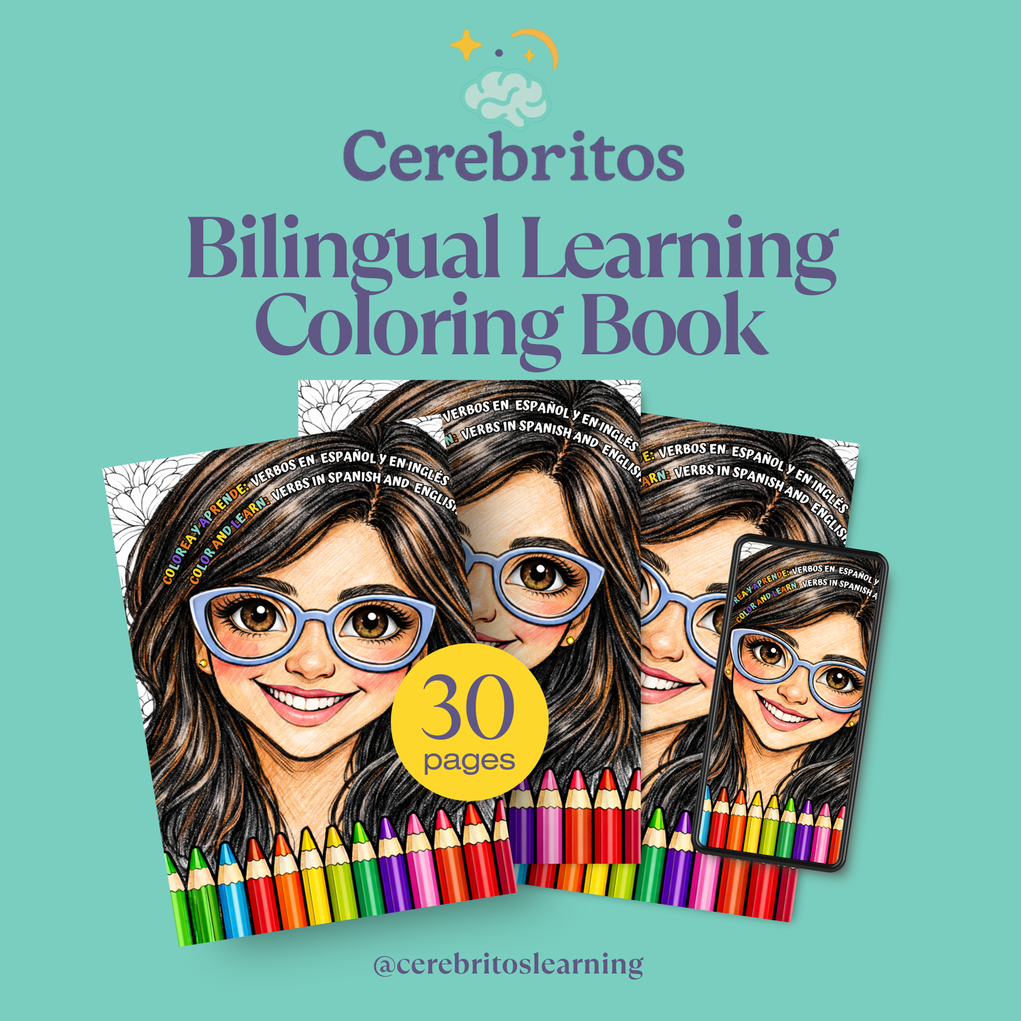 Bilingual Learning Physical + Digital Coloring Book (Spanish + English)