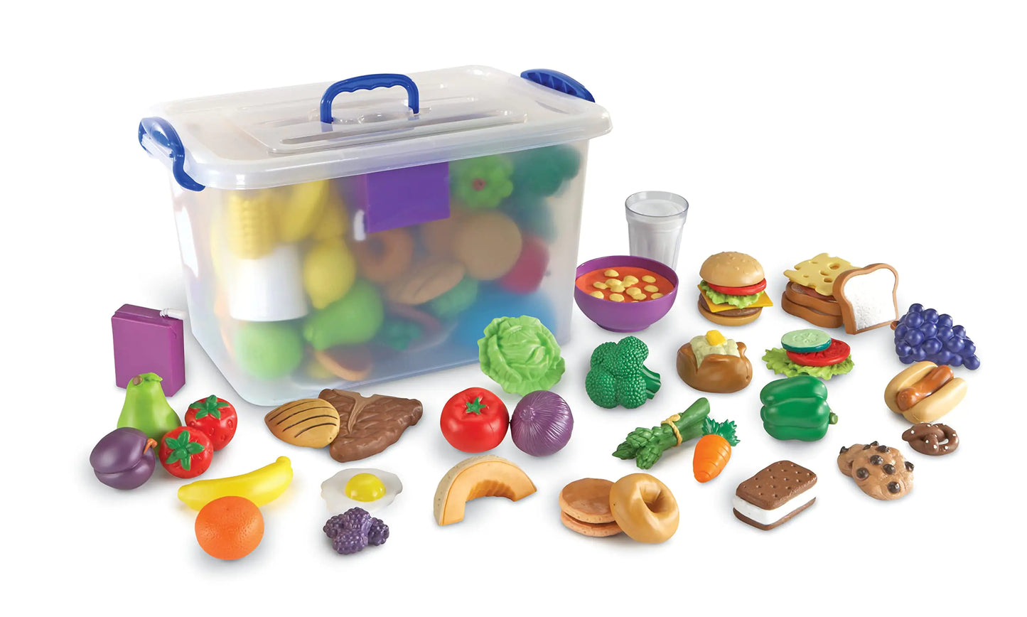 Learning Resources | New Sprouts Classroom Play Food Set – 100 Pieces | Pretend Play & Early Nutrition Learning for Toddlers 2–3+ Juego de Comida de Juguete New Sprouts – 100 Piezas | Juego de Imitación y Aprendizaje de Nutrición para Niños de 2–3+