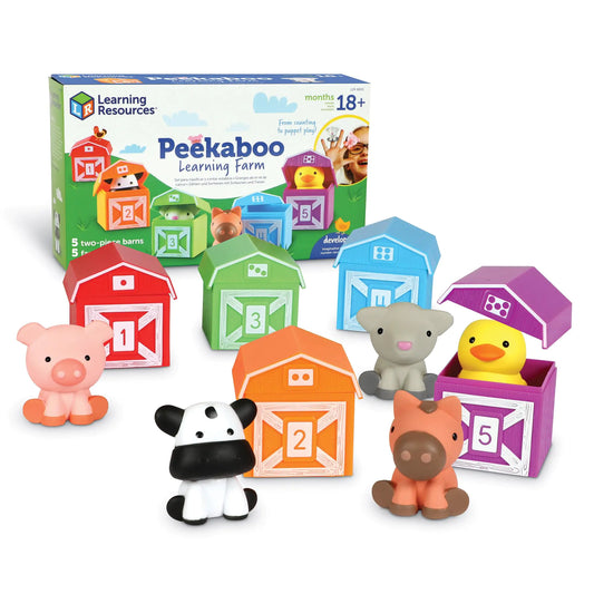 Learning Resources | Peekaboo Learning Farm – Fun Farm Animal Counting & Matching Toy for Toddlers (Ages 3+) / Granja Educativa Peekaboo – Juguete Divertido de Contar y Emparejar Animales de Granja para Niños (3+)