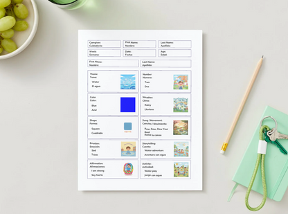 Weekly Bilingual Circle Time Educational 1 Year Learning Plan, 8.5" x 11" Double Sided 52 Worksheets & Digital Download