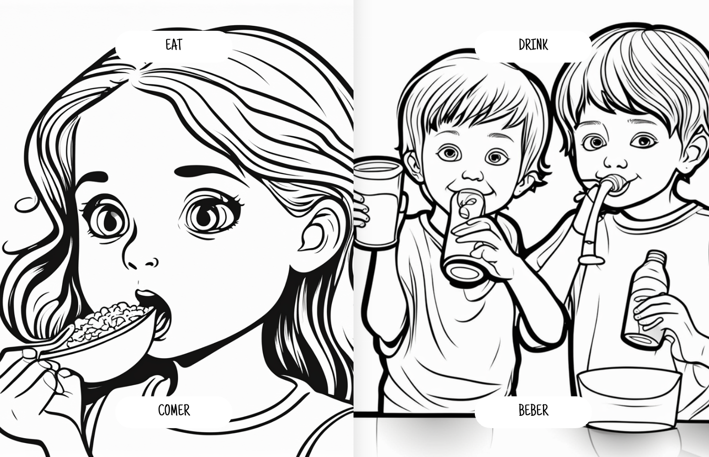 Bilingual Learning Physical + Digital Coloring Book (Spanish + English)