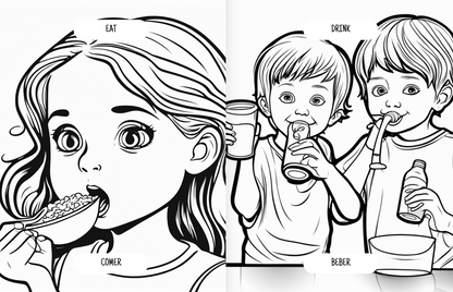 Bilingual Learning Physical + Digital Coloring Book (Spanish + English)