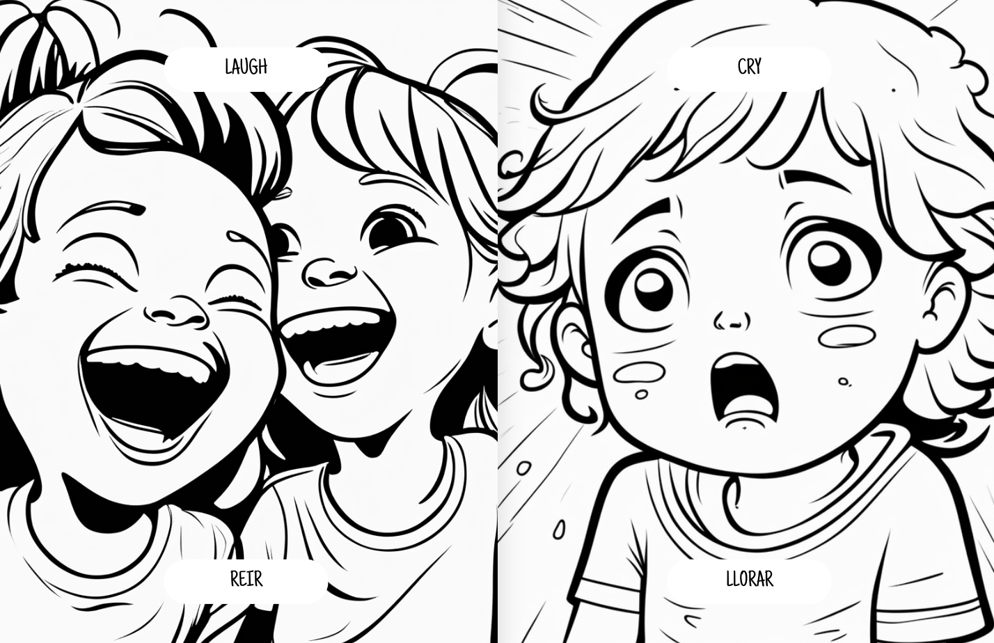 Bilingual Learning Physical + Digital Coloring Book (Spanish + English)
