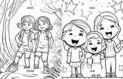 Bilingual Learning Physical + Digital Coloring Book (Spanish + English)