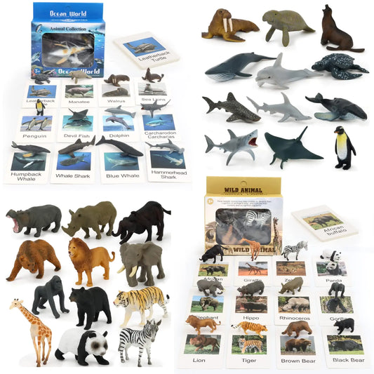 24 Small Animal Figurines Learning & Education Toys Plastic Realistic Zoo Jungle Safari Sea Ocean Animal Figures Preschool Learning Activities Matching Game Science Toys
