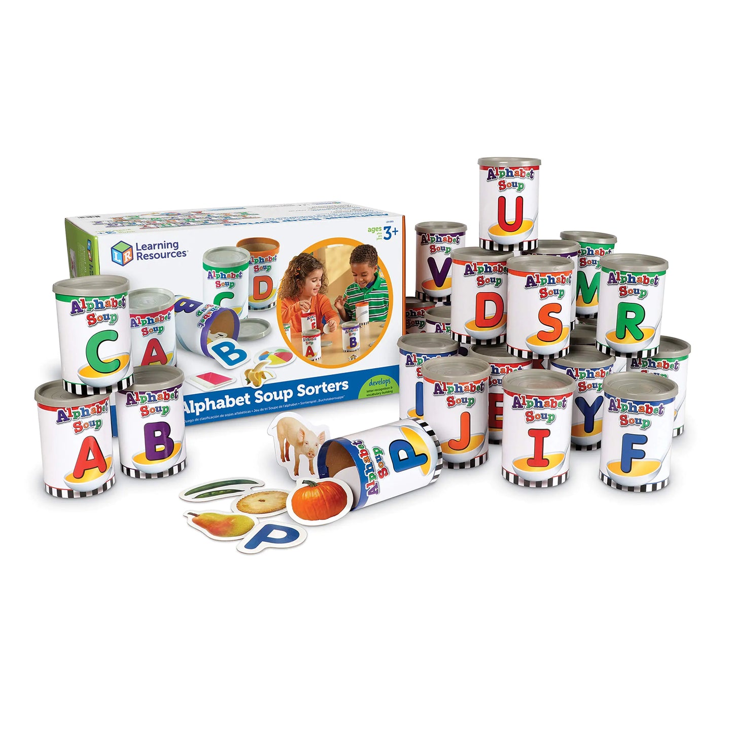 Learning Resources | Alphabet Soup Sorters – 208 Pieces | Clasificadores de Sopa de Letras para Aprender ABC y Fonética Temprana (Edades 3+) | Reconocimiento de Letras y Juegos de Clasificación