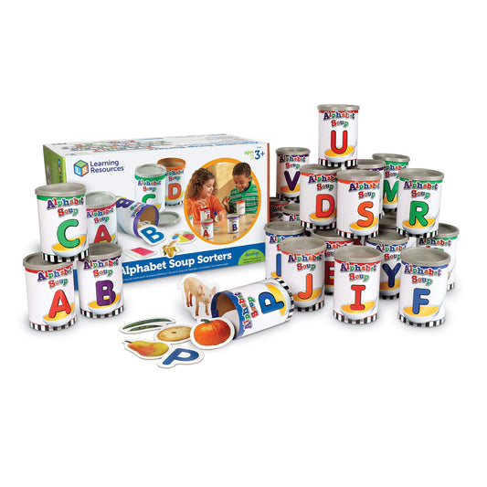 Learning Resources | Alphabet Soup Sorters – 208 Pieces | Clasificadores de Sopa de Letras para Aprender ABC y Fonética Temprana (Edades 3+) | Reconocimiento de Letras y Juegos de Clasificación