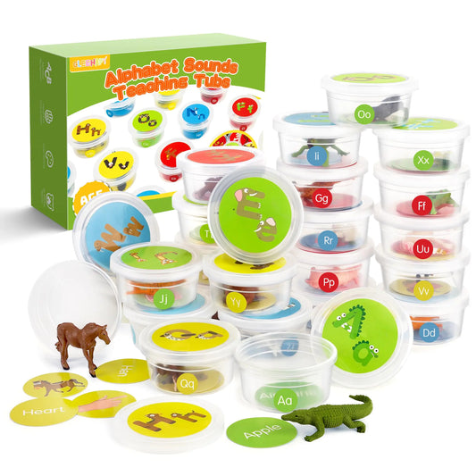 Alphabet Learning Toys for Toddlers 104 Flash Cards and 26 Animal Objects Uppercase Lowercase ABC Matching Color Sorting Game Montessori Preschool Educational Learning Toys for Kids 3 4 5 Year Old